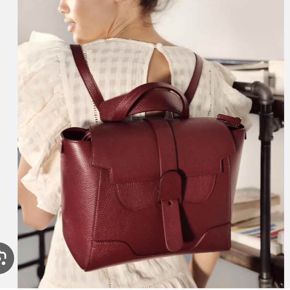 💥 SENREVE Midi Maestra Pebbled Merlot Leather Tote Backpack Convertible Bag